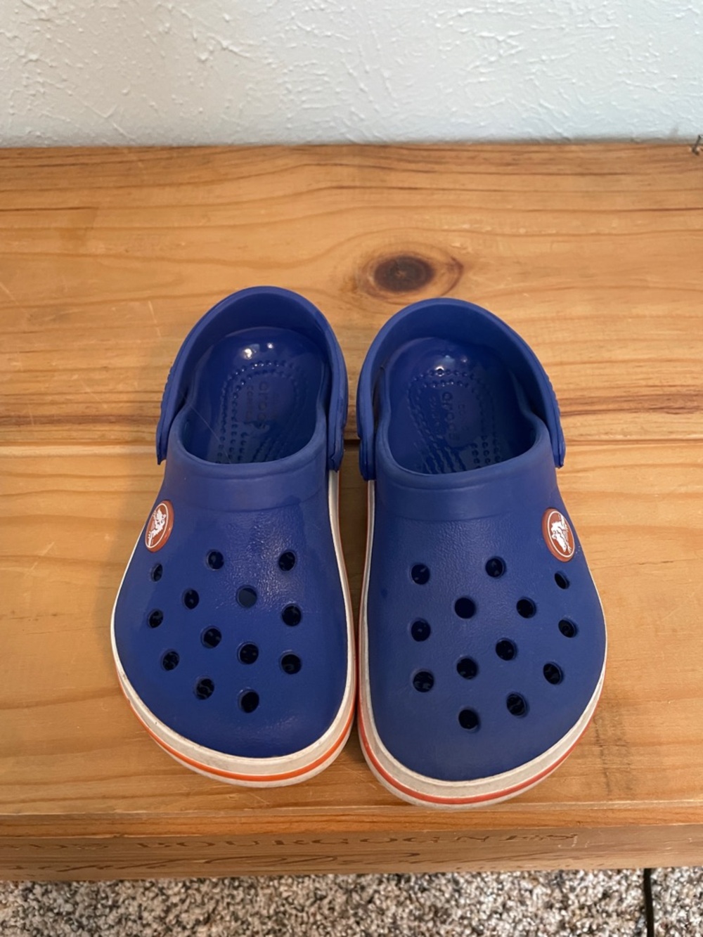 CROCS Kids Blue Clogs with Orange Trim